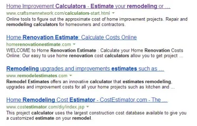 estimate calculators for renovations